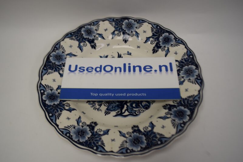 Royal Goedewaagen Delftsblauw handbeschilderd decoratief bord – Vliegende vogel & floraal motief