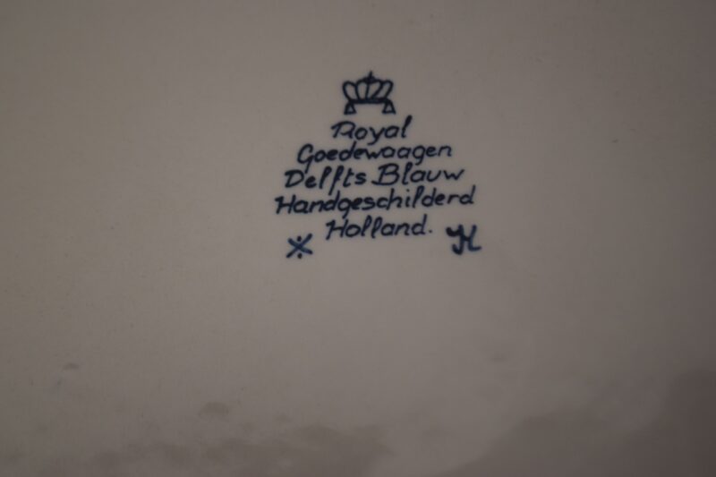 Royal Goedewaagen Delftsblauw handbeschilderd decoratief bord – Vliegende vogel & floraal motief - Afbeelding 7