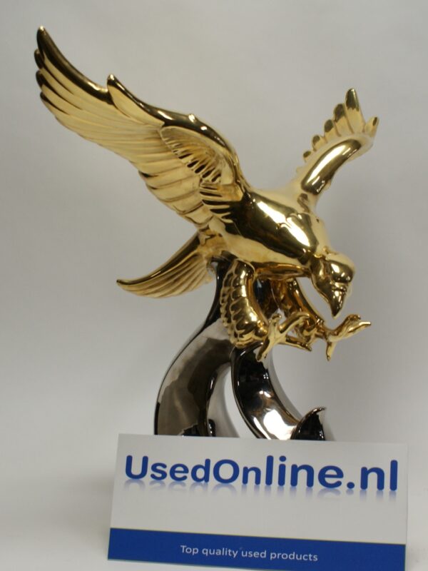 Moderne gouden en zilveren adelaar sculptuur - keramisch decoratief beeldje