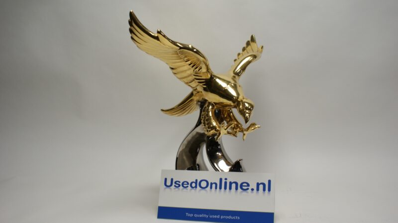 Moderne gouden en zilveren adelaar sculptuur - keramisch decoratief beeldje