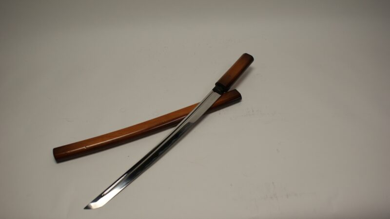 Japans Tanto-zwaard met houten Saya - handgesmeed stalen lemmet - Afbeelding 2