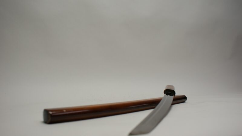 Japans Tanto-zwaard met houten Saya - handgesmeed stalen lemmet - Afbeelding 3