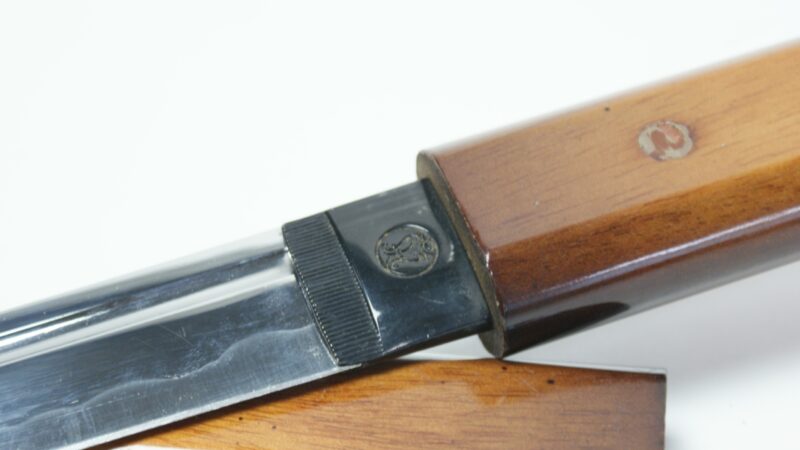 Japans Tanto-zwaard met houten Saya - handgesmeed stalen lemmet - Afbeelding 4