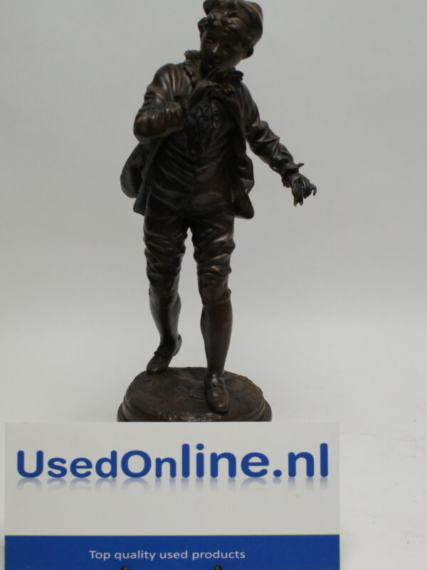 Bronzen gepatineerd beeldhouwwerk "Jonge Man" van Rousseau - 43 cm