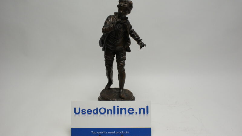 Bronzen gepatineerd beeldhouwwerk "Jonge Man" van Rousseau - 43 cm