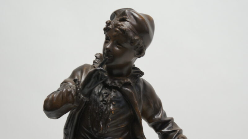 Bronzen gepatineerd beeldhouwwerk "Jonge Man" van Rousseau - 43 cm - Afbeelding 8