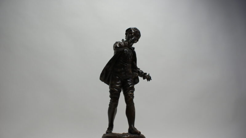 Bronzen gepatineerd beeldhouwwerk "Jonge Man" van Rousseau - 43 cm - Afbeelding 9