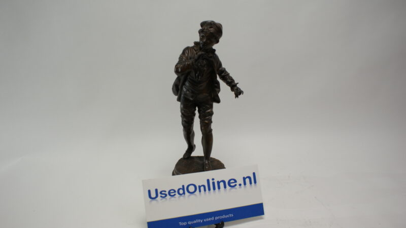 Bronzen gepatineerd beeldhouwwerk "Jonge Man" van Rousseau - 43 cm - Afbeelding 3