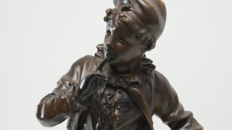 Bronzen gepatineerd beeldhouwwerk "Jonge Man" van Rousseau - 43 cm - Afbeelding 4