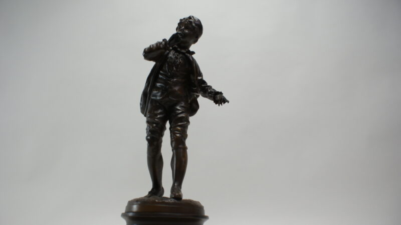 Bronzen gepatineerd beeldhouwwerk "Jonge Man" van Rousseau - 43 cm - Afbeelding 5