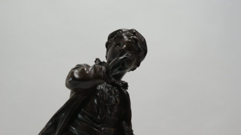 Bronzen gepatineerd beeldhouwwerk "Jonge Man" van Rousseau - 43 cm - Afbeelding 6