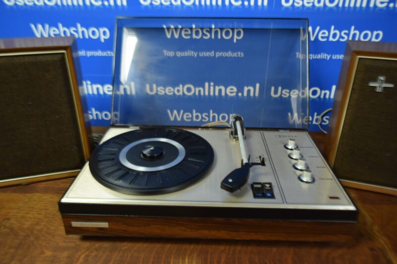 Vintage Aristona AR 8728/04P stereo platenspeler met luidsprekers – klassieke houtafwerking