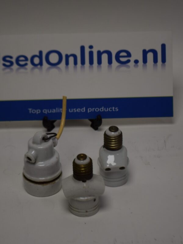 Set van 3 vintage porseleinen fittingadapters – E27-lampconverters en -splitters