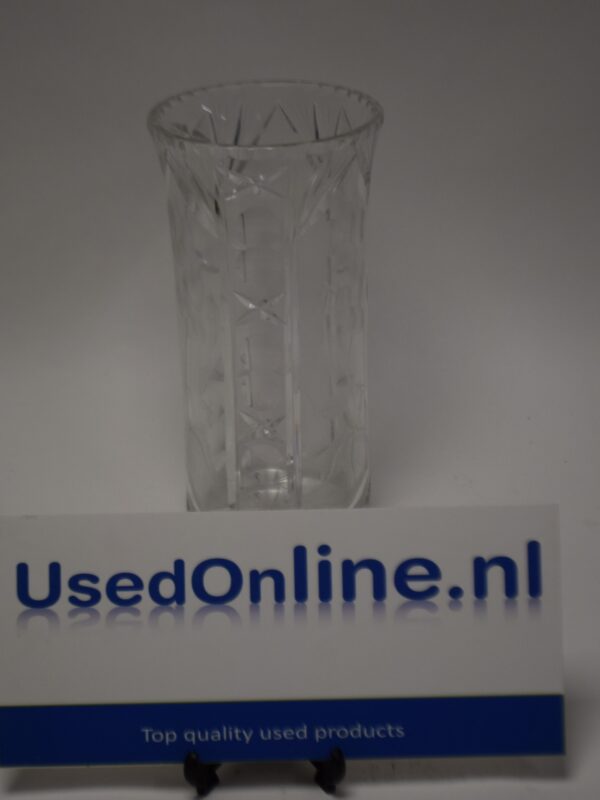 Vintage geslepen kristallen glazen vaas - hoog bloemenpatroon