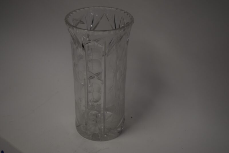 Vintage geslepen kristallen glazen vaas - hoog bloemenpatroon - Afbeelding 3