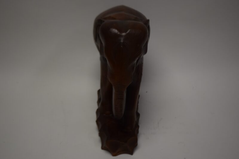 Handgesneden houten olifantenbeeldje - massief houten sculptuur - Afbeelding 4