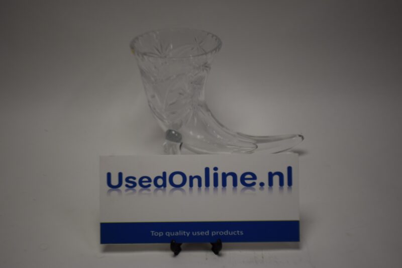 Vintage kristallen hoorn des overvloeds vaas – handgeslepen glas met voetstukpoten