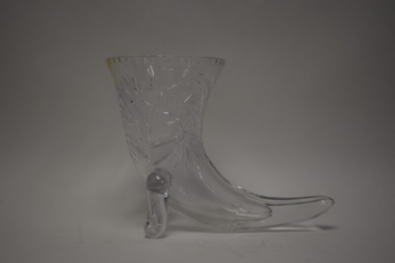 Vintage kristallen hoorn des overvloeds vaas – handgeslepen glas met voetstukpoten - Afbeelding 5