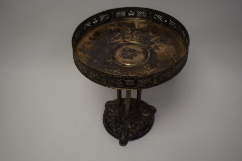 Antique Ornate Brass Pedestal Dish – Decorative Footed Stand - Afbeelding 4