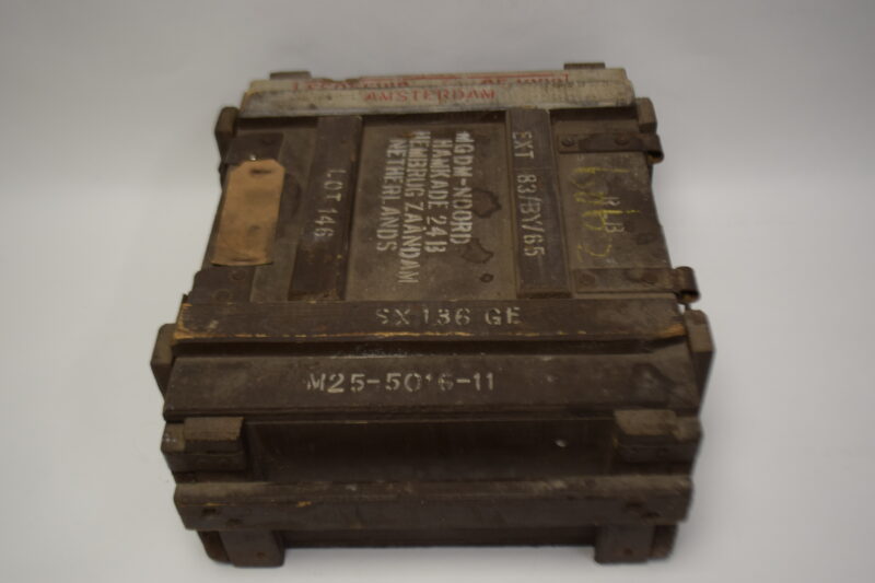 Vintage militaire houten munitie- of uitrustingskist - Afbeelding 2