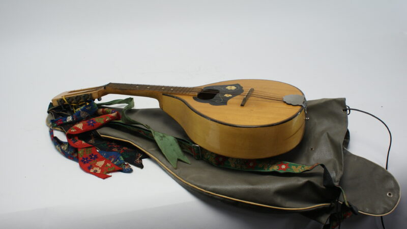 Vintage Mandoline "MARMA" met Bloemendecoratie en Originele Foudraal