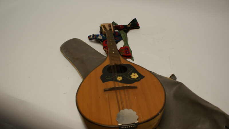 Vintage Mandoline "MARMA" met Bloemendecoratie en Originele Foudraal - Afbeelding 2
