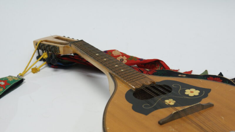 Vintage Mandoline "MARMA" met Bloemendecoratie en Originele Foudraal - Afbeelding 3