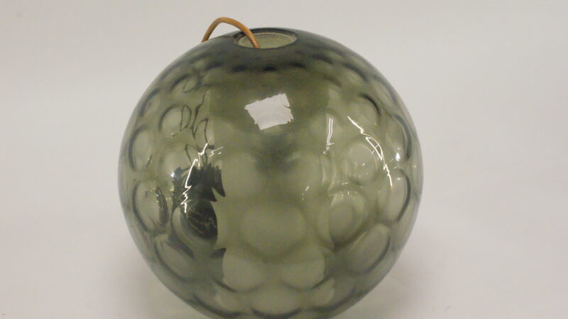 Vintage Glazen Hanglamp – Gerookt Glas met Bolstructuur – Space Age stijl - Afbeelding 5