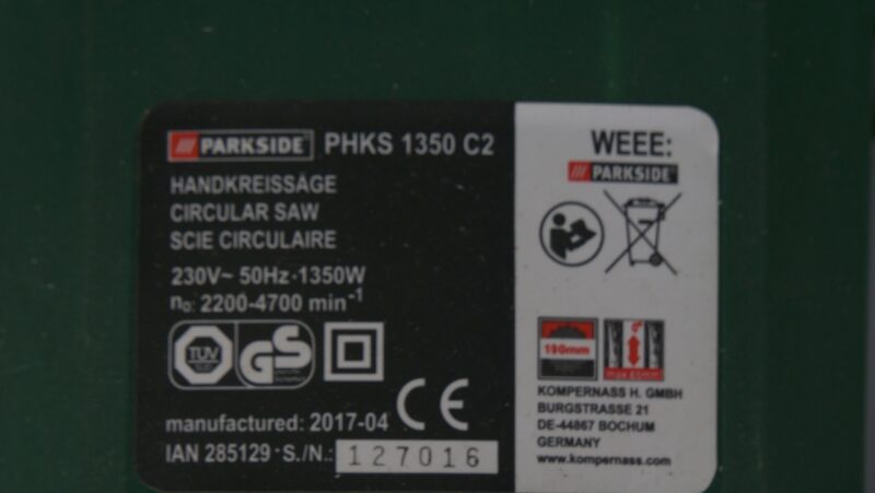 Parkside PHKS 1350 C2 Cirkelzaag 1350W – Handcirkelzaag met Laser - Afbeelding 2