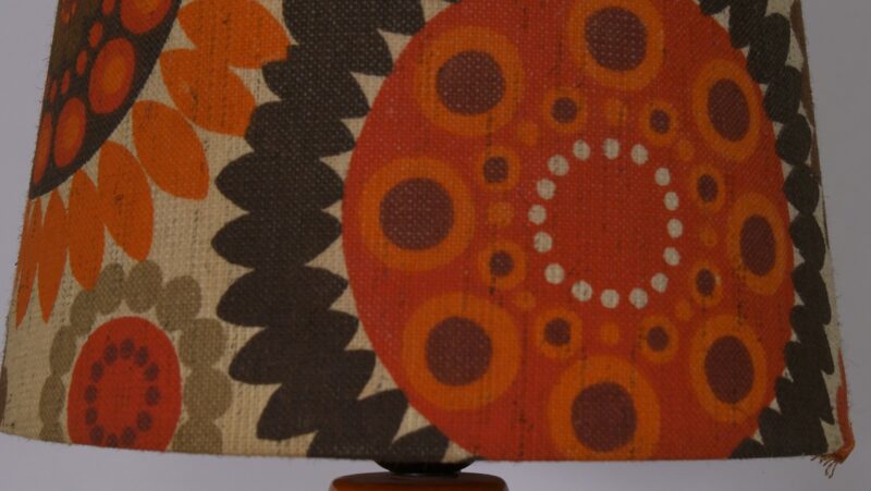 Vintage keramische tafellamp met bloemenkap – oranje retrostijl, jaren 70 - Afbeelding 3