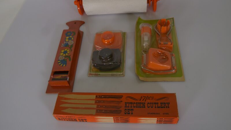 Keukenset oranje vintage (5-delig) – jaren 60-70 – Emsa & Gerda - Afbeelding 4
