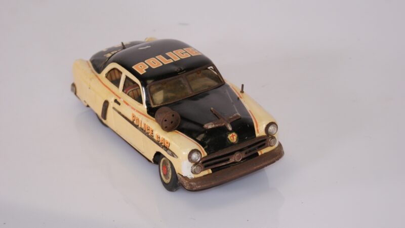 Vintage Japanse Blikken Politieauto PD-1 met Frictiemotor – ca. 1950-1960 - Afbeelding 6