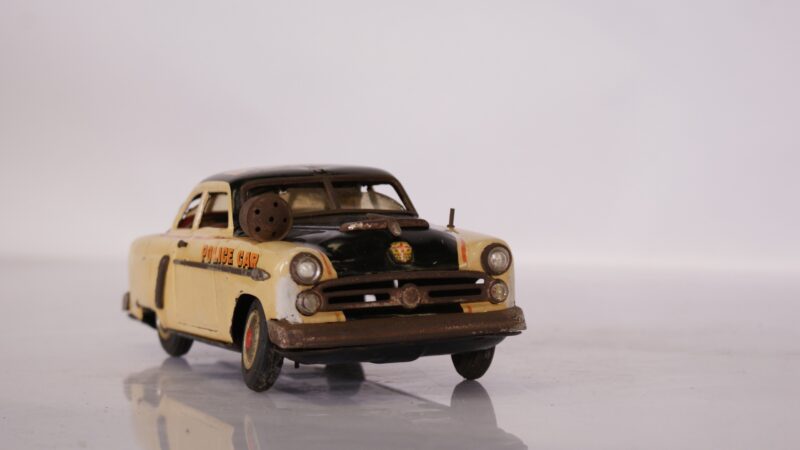 Vintage Japanse Blikken Politieauto PD-1 met Frictiemotor – ca. 1950-1960