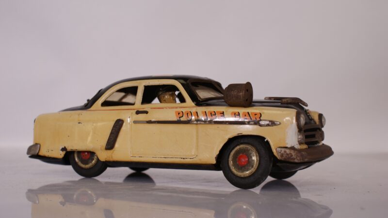 Vintage Japanse Blikken Politieauto PD-1 met Frictiemotor – ca. 1950-1960 - Afbeelding 3