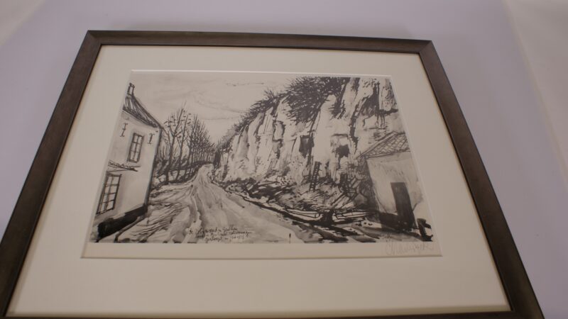 Gesigneerde litho Charles Eyck – “Straat in Geulle” (1948) ingelijst - Afbeelding 4