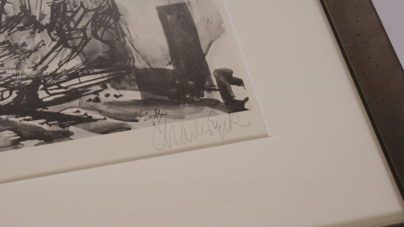 Gesigneerde litho Charles Eyck – “Straat in Geulle” (1948) ingelijst - Afbeelding 3