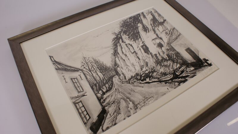 Gesigneerde litho Charles Eyck – “Straat in Geulle” (1948) ingelijst