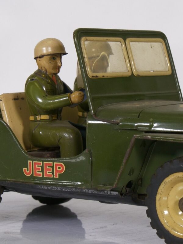 Vintage Blikken Jeep met Soldaten – U.S. Army J-2400 (Made in Japan, ca. jaren ’50-’60)