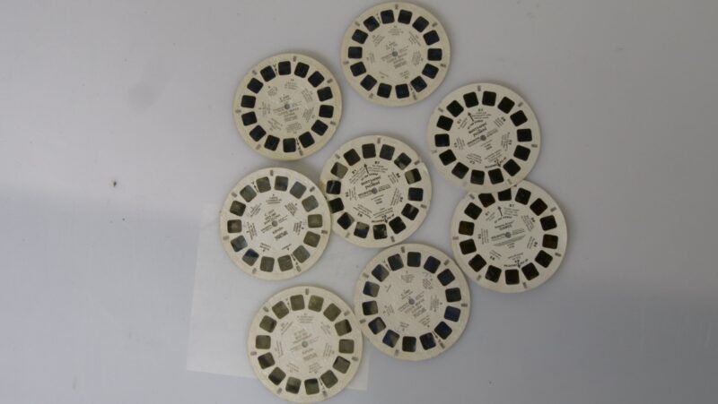 Set van 8 View-Master Schijven – Reels met Europese Reisbeelden (o.a. Bretagne, Costa Brava, Andalusië)