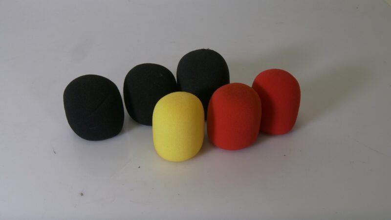 Set van 6 Microfoon Windkappen – Zwart, Rood en Geel - Afbeelding 2