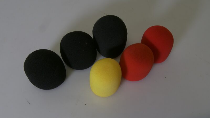 Set van 6 Microfoon Windkappen – Zwart, Rood en Geel