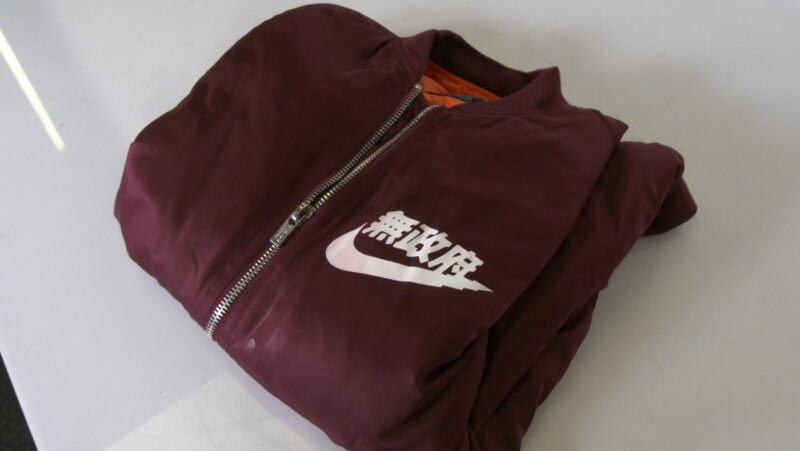 Savage Couture bomberjack wijnrood – Nike parody print - Afbeelding 5