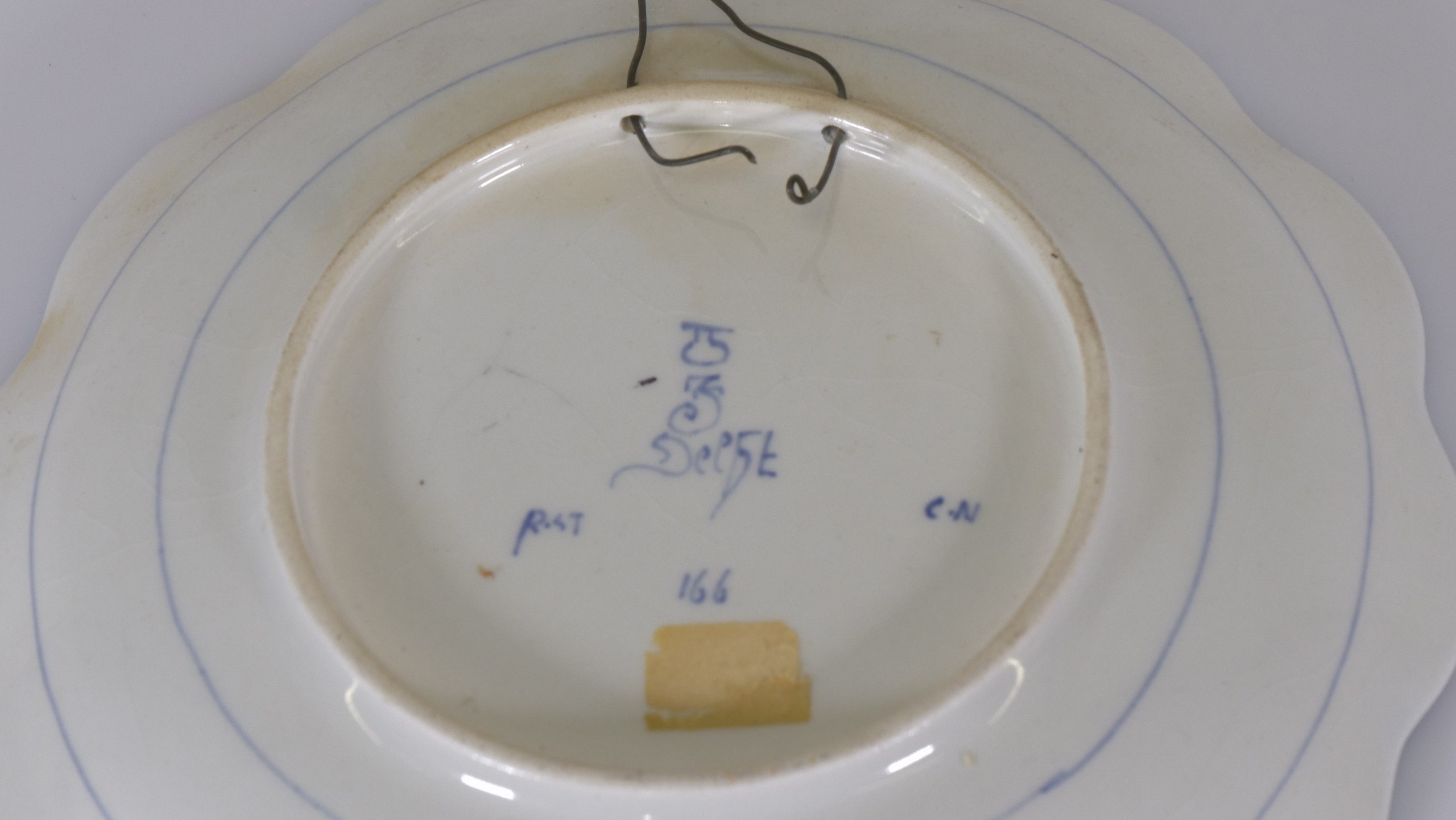 Handbeschilderde Delfts Blauw sier-/wand schaal - Afbeelding 3